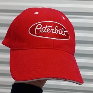 Peterbilt trucking professional driver adjustable velcro strap hat red like new!